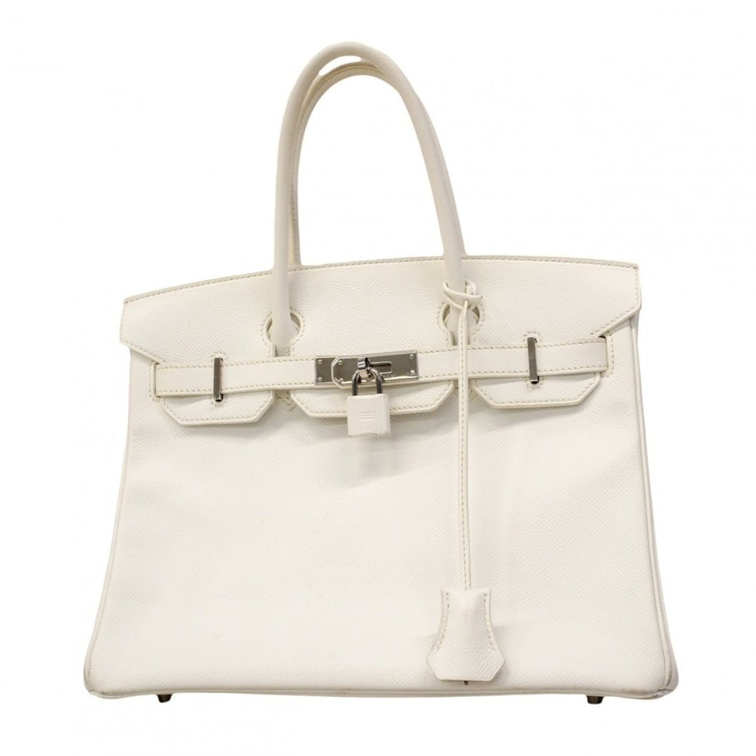 Hermes Birkin 30 Handbag, Veau Epsom Leather, White, T Stamp, Women's: --- Catalog ---Category: SizeSize (HxWxD): 24cm x 30cm x 16cm / 9.44'' x 11.81'' x 6.29''Category: DesignType: HandbagColor: WhiteGender: WomenMaterial: Epsom leather Hardware Color: SilverCategory: G