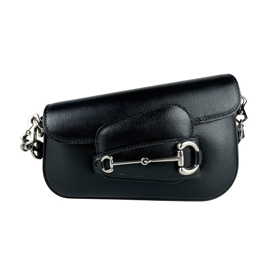 Gucci 2-Way Shoulder Bag, Horsebit Leather, Black and Silver, Women's, 774209, Free Shipping, z7118: --- Catalog ---Category: SizeSize (HxWxD): 14cm x 19cm x 5cm / 5.51'' x 7.48'' x 1.96''Category: DesignType: Shoulder bagColor: BlackGender: WomenMaterial: Leather Category: GeneralMPN: 774209Brand: G