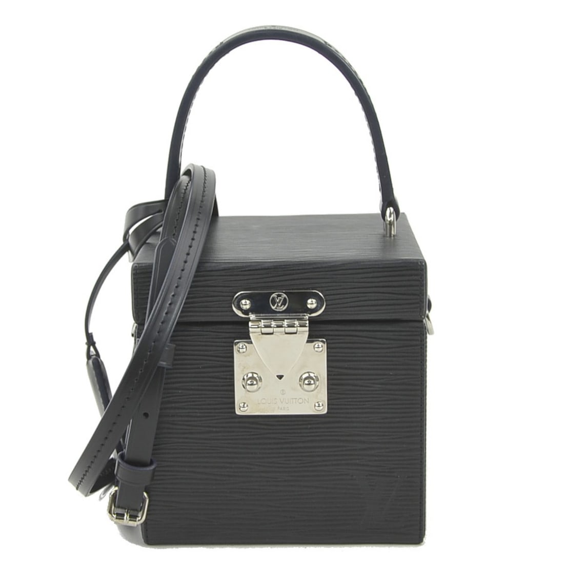 Louis Vuitton Epi Leather Vanity Bag in Bleecker Box, Leather, Noir, Women's, M52703, Free Shipping,: --- Catalog ---Category: SizeSize (HxWxD): 12cm x 12cm x 12cm / 4.72'' x 4.72'' x 4.72''Category: DesignType: Shoulder bag, Vanity bagColor: NoirGender: WomenMaterial: Epi leather Category: GeneralMPN