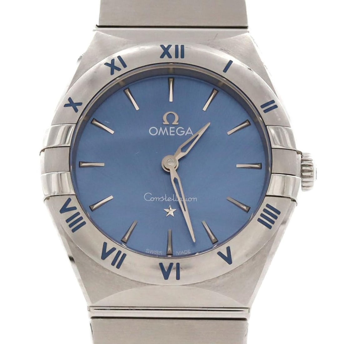 Omega Constellation 131.10.28.60.03.001 Stainless Steel Quartz Watch: --- Catalog ---Category: SizeWrist Size: 17cm / 6.69''Case Diameter: 28mm / 1.1''Category: DesignType: WristwatchGender: WomenColor (Dial): BlueMaterial (Band): Stainless steelMaterial (Case):