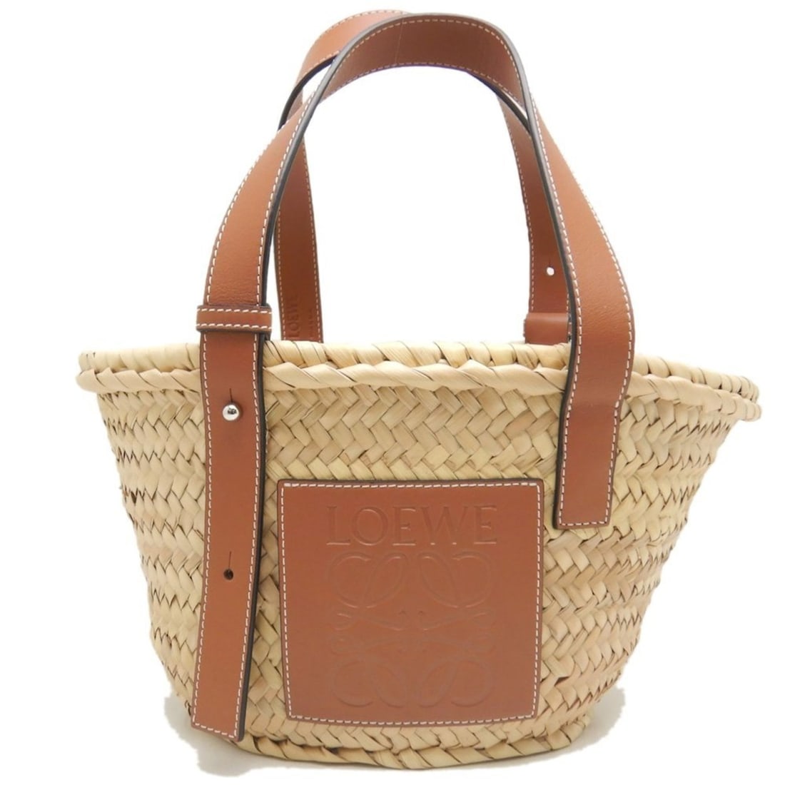 LOEWE Basket Bag Small Palm Leaf 327.02.S93 Handbag Straw x Calf Tan Women's 253638: --- Catalog ---Category: SizeSize (HxWxD): 19cm x 21cm x 14cm / 7.48'' x 8.26'' x 5.51''Category: DesignType: Basket, HandbagColor: CamelGender: WomenMaterial: Straw , Leather Category: GeneralBrand: