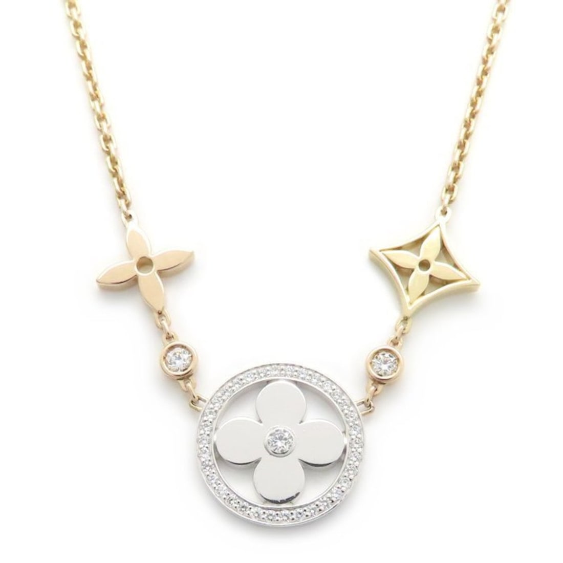 LOUIS VUITTON Louis Vuitton Collei Deal Blossom GM Necklace Diamond Women's Q93541 295272: --- Catalog ---Category: SizePendant Size: 14mm / 0.55''Neck Circumference: 38.5 cm - 40.5 cm / 15.15'' - 15.94''Category: DesignGender: WomenMaterial: Pink gold (18K), White gold (18K), Yellow gold