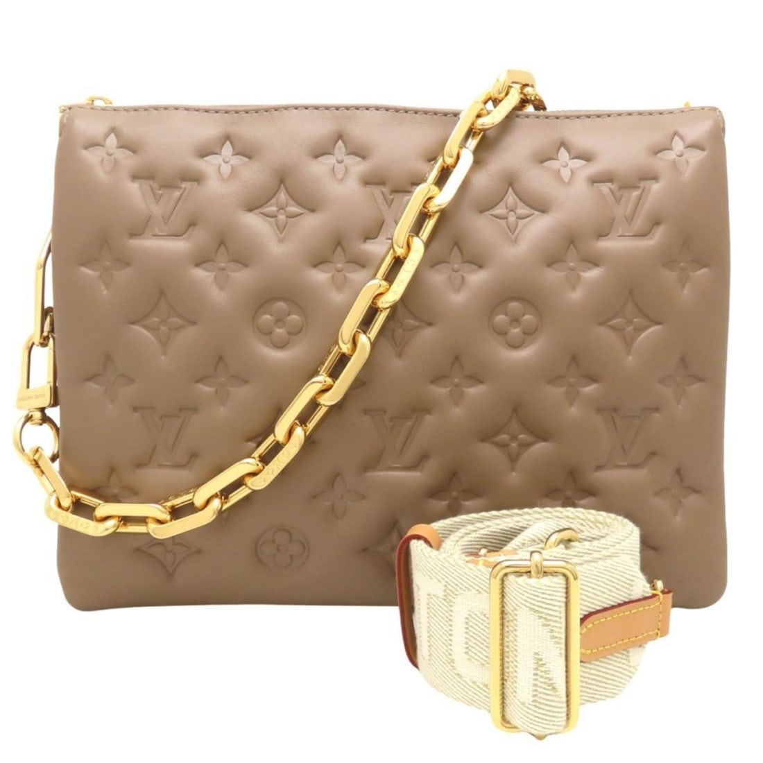 LOUIS VUITTON Louis Vuitton Coussin PM 2021 Autumn/Winter Collection M21263 Shoulder Bag Taupe: --- Catalog ---Category: SizeSize (HxWxD): 20cm x 26cm x 12cm / 7.87'' x 10.23'' x 4.72''Category: DesignType: Shoulder bagColor: TaupeGender: WomenMaterial: Leather Category: GeneralBrand: Louis Vuit