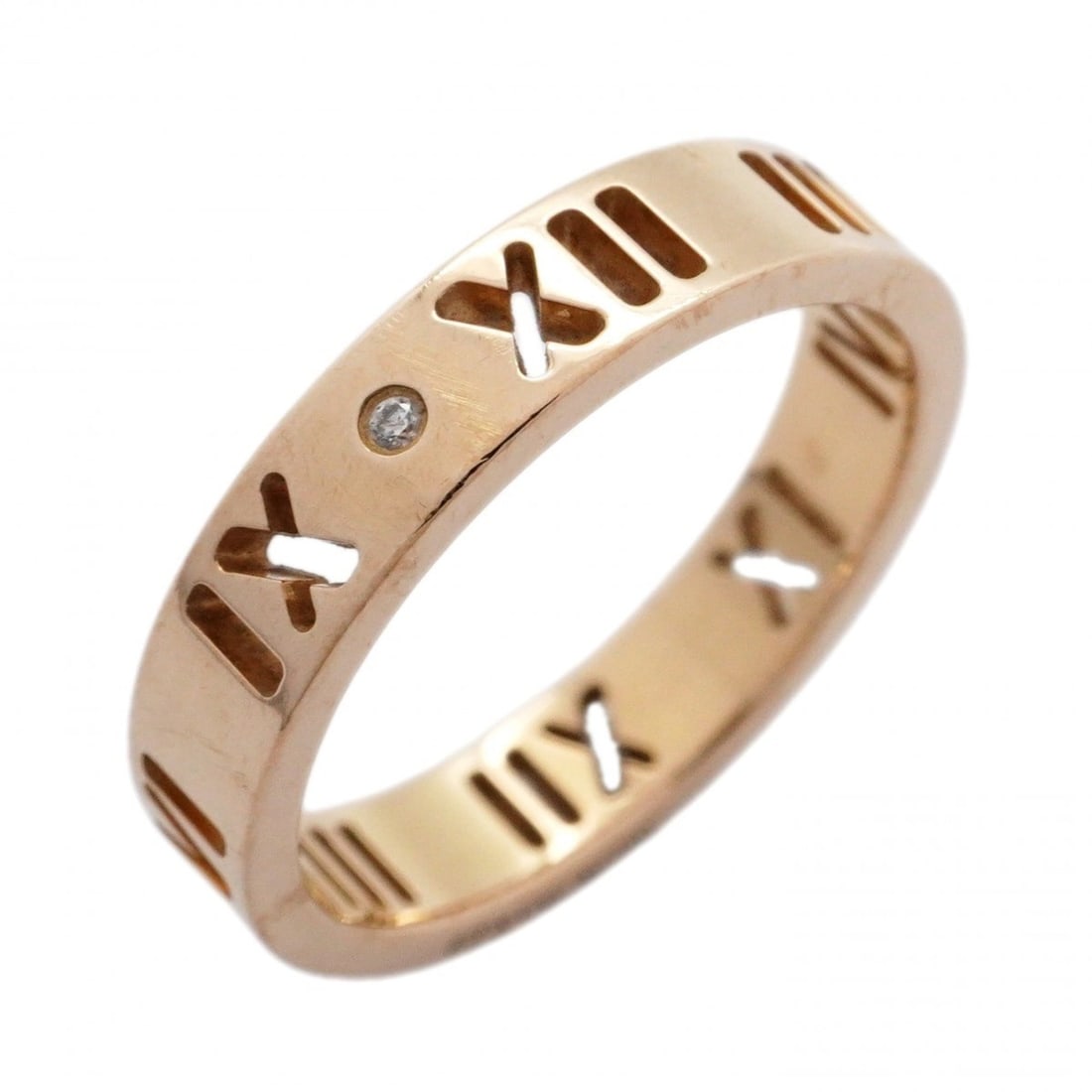Tiffany & Co. Atlas Pierced Ring, 18K Pink Gold with Diamonds, Size 7.5, Women's: --- Catalog ---Category: SizeJP Size: 7.5US Size: 4Category: DesignType: Band ringStone: DiamondGender: WomenMaterial: Pink gold (18K)Category: GeneralBrand: Tiffany--- Item List ---Section: Condition