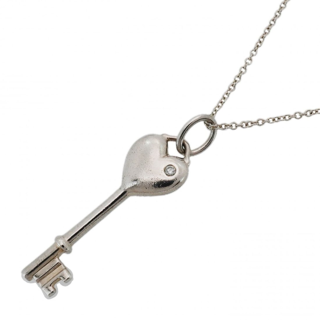 Tiffany & Co. Heart Key Necklace, 1PD (Diamond), Sterling Silver 925, Women's (1 of 16)