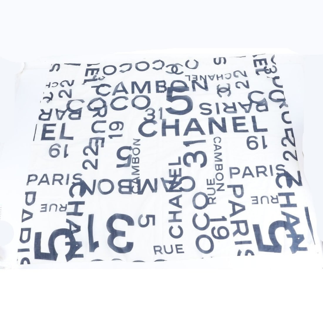 Chanel By C Scarf/Muffler, Large Size, Navy and White, Stole, Brand Name, Women's: --- Catalog ---Category: SizeSize (LxW): 1.4m x 1.3m / 55.11'' x 51.18''Category: DesignType: ScarfColor: Navy, WhiteGender: WomenMaterial: Cotton Category: GeneralBrand: ChanelCountry of Origin: Ital