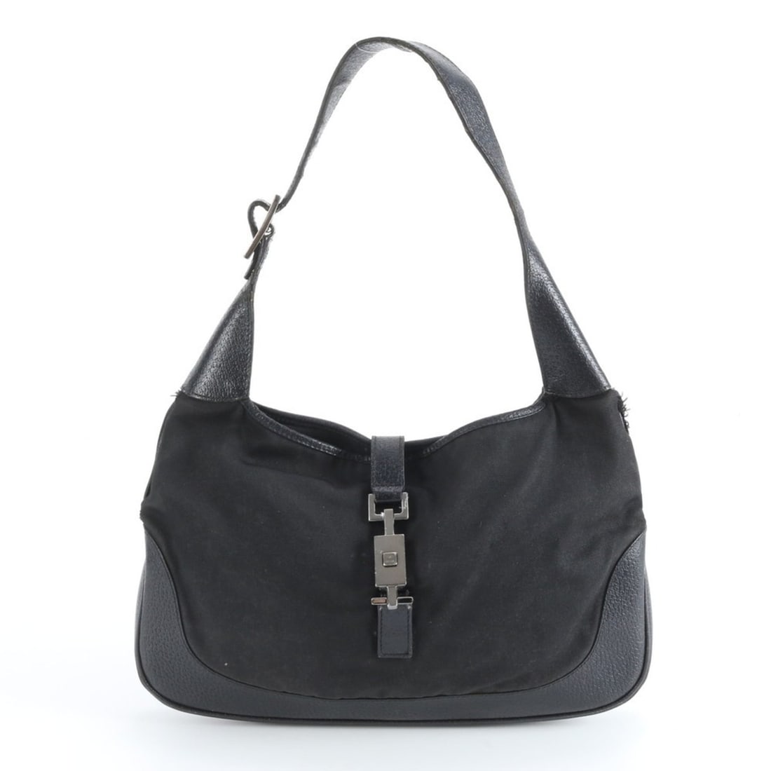 Gucci Jackie 001 3306 Leather x Nylon Shoulder Bag Handbag Black Women's (1 of 12)