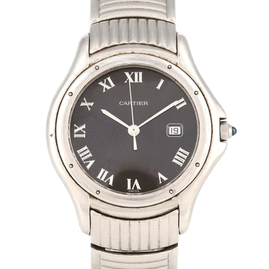 Cartier Panthère Cougar W35016F8 SS Quartz Watch: --- Catalog ---Category: SizeWrist Size: 17cm / 6.69''Case Diameter: 32.5mm / 1.28''Category: DesignType: WristwatchGender: MenColor (Dial): BlackMaterial (Band): Stainless steelMaterial (Case): Stain