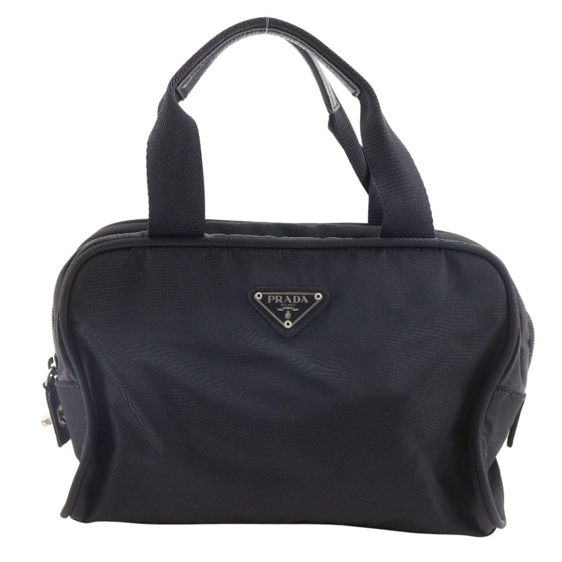 Prada Mini Boston Handbag, Nylon, Black, A5 Size, Zipper, Women's: --- Catalog ---Category: SizeSize (HxWxD): 16cm x 26cm x 10cm / 6.29'' x 10.23'' x 3.93''Category: DesignType: Boston bag, HandbagColor: BlackGender: Women,MenMaterial: Nylon Category: GeneralBrand: P