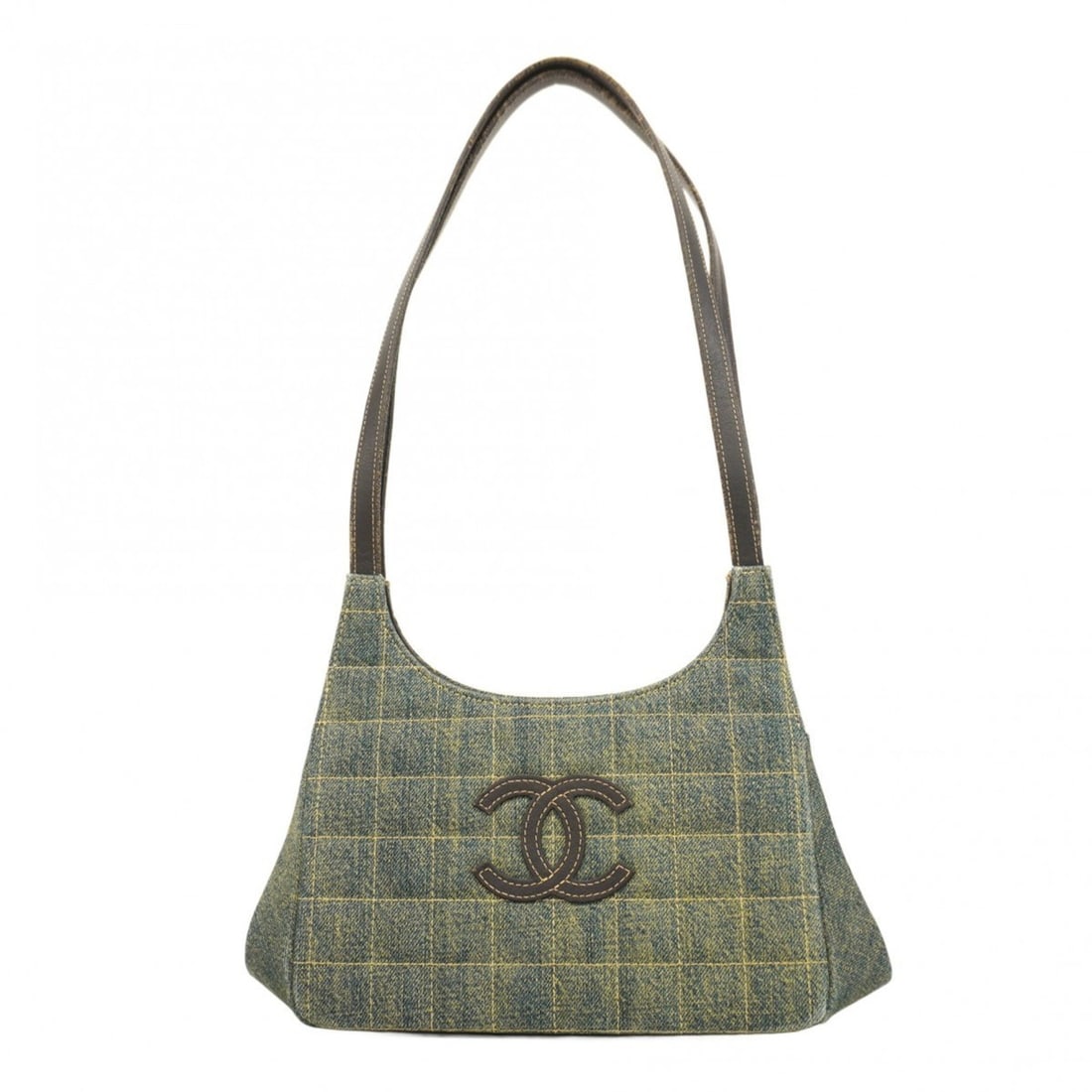 Chanel Shoulder Bag, Chocolate Bar Design, Denim, Brown, Blue, Women's: --- Catalog ---Category: SizeSize (HxWxD): 14cm x 22.5cm x 9cm / 5.51'' x 8.85'' x 3.54''Category: DesignType: Shoulder bagColor: Blue, BrownGender: WomenMaterial: Denim Hardware Color: SilverCategory