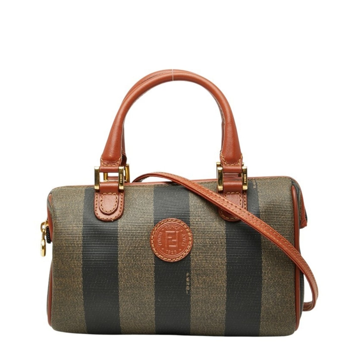 Fendi Pequin Handbag Shoulder Bag 2-Way Black Brown Leather Women's FENDI: --- Catalog ---Category: SizeSize (HxWxD): 13cm x 20cm x 9cm / 5.11'' x 7.87'' x 3.54''Category: DesignType: Handbag, Shoulder bagColor: Black, BrownGender: WomenMaterial: PVC , Leather Category: Gene