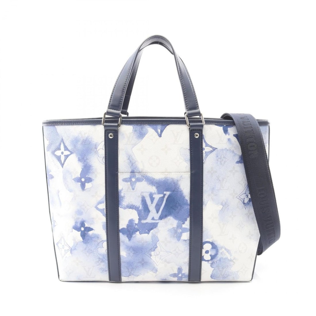 Louis Vuitton Weekend Tote PM Bag Handbag Coated Canvas Leather Monogram Watercolor Men's Navy: --- Catalog ---Category: SizeSize (HxWxD): 29cm x 35cm x 13cm / 11.41'' x 13.77'' x 5.11''Category: DesignType: Handbag, Tote bagColor: NavyGender: Men,WomenMaterial: Coated canvas , Leather Category: