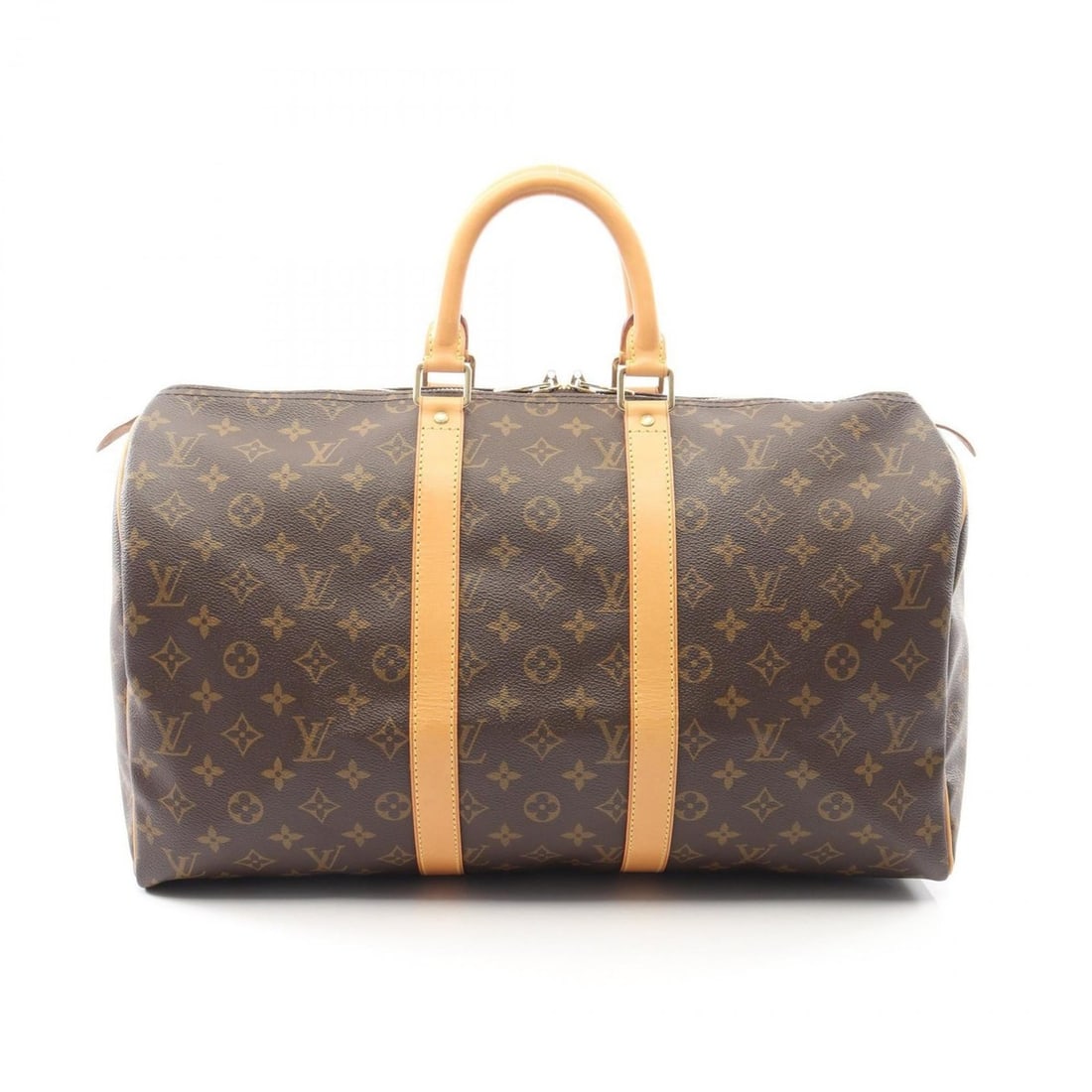 Louis Vuitton Keepall 45 Boston Bag Handbag, Coated Canvas and Leather, Monogram Pattern, Men's: --- Catalog ---Category: SizeSize (HxWxD): 26cm x 46cm x 20cm / 10.23'' x 18.11'' x 7.87''Category: DesignType: Boston bag, HandbagColor: Brown, MonogramGender: Men,WomenMaterial: Coated canvas , Leat