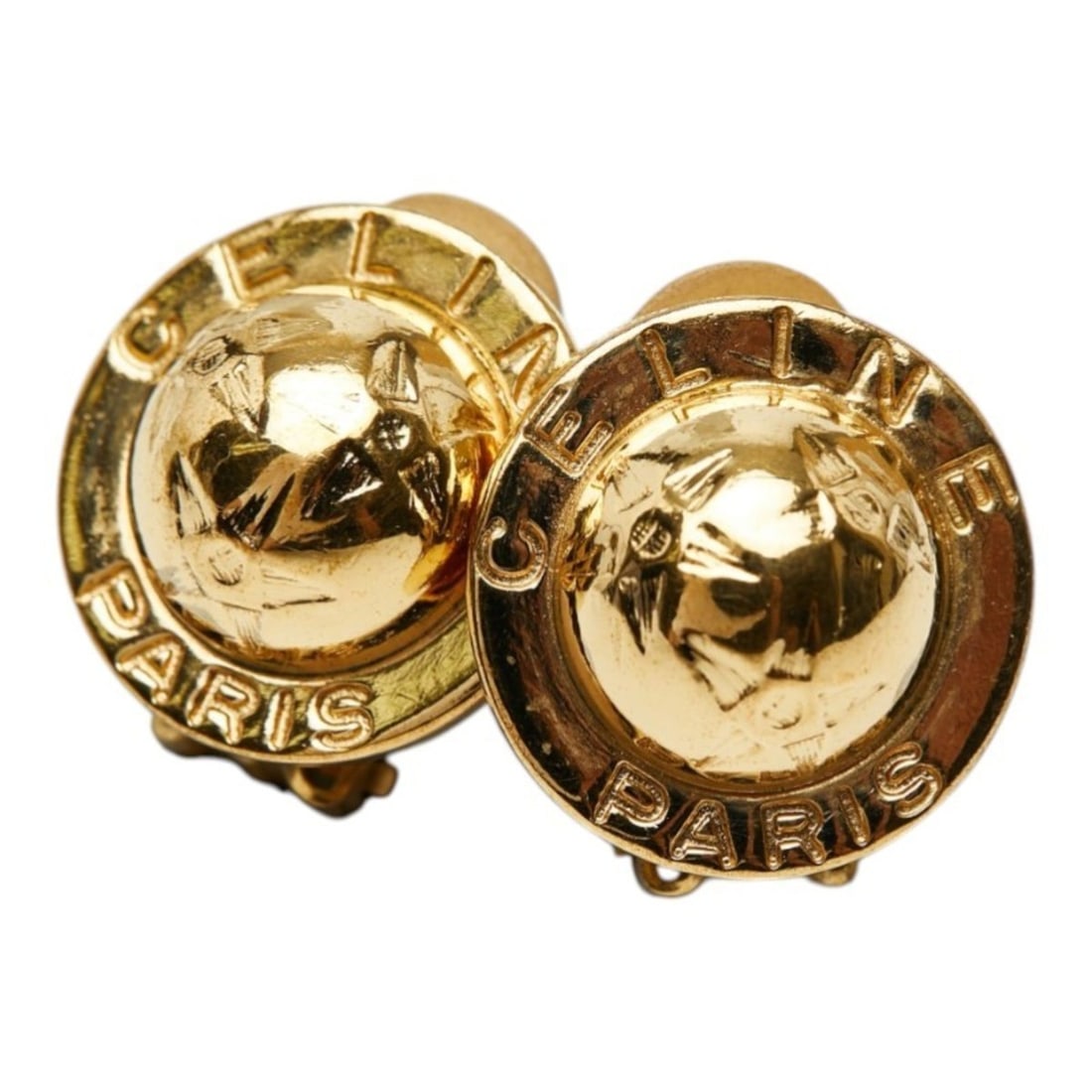 Celine Starball Vintage Round Dome Earrings, Gold Plated, Women's.: --- Catalog ---Category: SizeSize (HxWxD): 20.00mm x 20.00mm / 0.79'' x 0.79''Category: DesignType: Clip earringsColor: GoldGender: WomenCategory: GeneralBrand: Celine--- Item List ---Section: Conditi