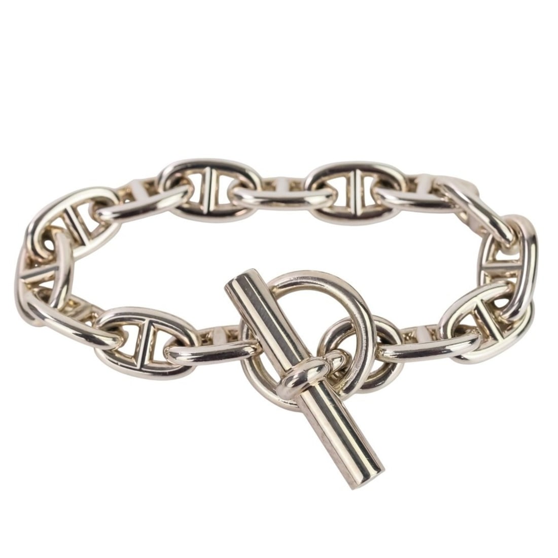 HERMES Chaine d'Ancre MM 14-link bracelet, sterling silver 925, women's.: --- Catalog ---Category: SizeWidth: 1.7cm / 0.66''Length: 17.5cm / 6.88''Weight: 51g / 1.79oz.Total Length: 19cm / 7.48''Category: DesignType: Charm braceletGender: WomenMaterial: Silver 925Category: