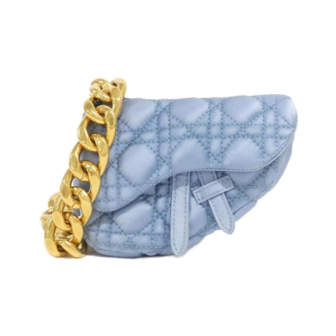Christian Dior Saddle Micro Handbag: --- Catalog ---Category: SizeSize (HxWxD): 10cm x 12cm x 2cm / 3.93'' x 4.72'' x 0.78''Category: DesignType: HandbagColor: Light blueGender: WomenMaterial: Satin Hardware Color: GoldCategory: