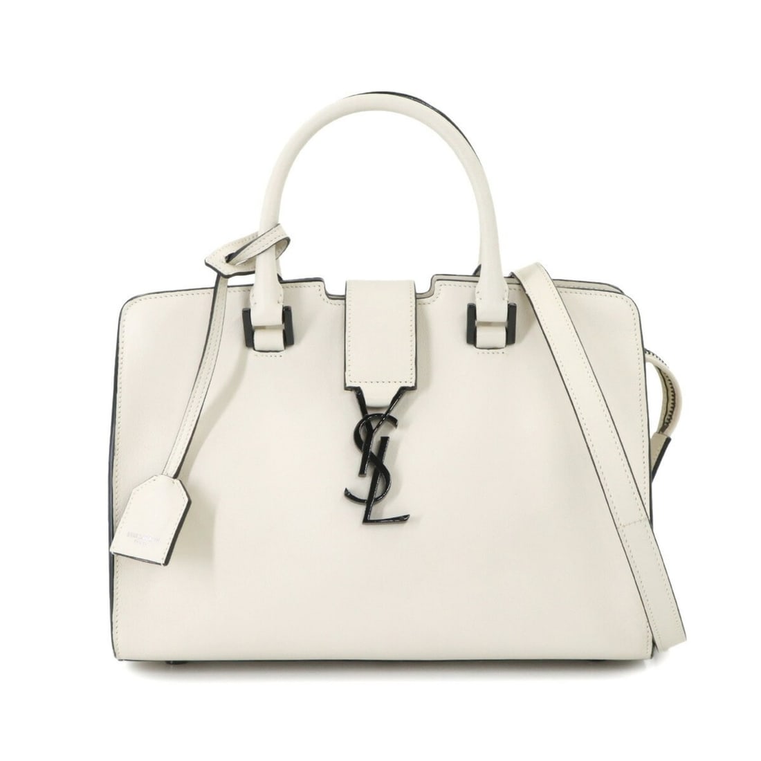 Saint Laurent Baby Cabas 2-way Hand/Shoulder Handbag, Leather, White, 424868: --- Catalog ---Category: SizeSize (HxWxD): 18.5cm x 26cm x 12cm / 7.28'' x 10.23'' x 4.72''Category: DesignType: HandbagColor: WhiteGender: WomenMaterial: Leather Category: GeneralMPN: 424868Brand: Sa