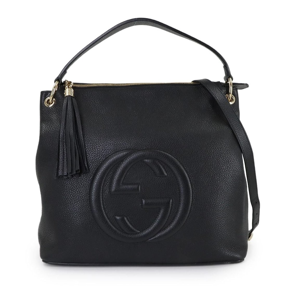 Gucci Soho 2-way Shoulder Handbag, Leather, Black, 536194, Gold Hardware, SOHO Bag: --- Catalog ---Category: SizeSize (HxWxD): 32cm x 34cm x 14cm / 12.59'' x 13.38'' x 5.51''Category: DesignType: Handbag, Shoulder bagColor: BlackGender: WomenMaterial: Leather Category: GeneralMPN: 53
