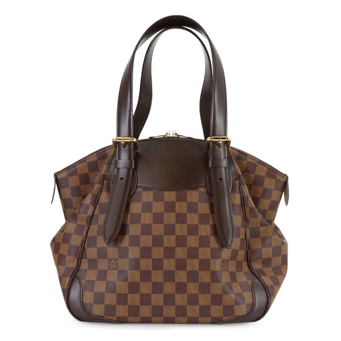 Louis Vuitton Damier Verona MM Tote Handbag, Ebene Brown, N41118, Gold Hardware: --- Catalog ---Category: SizeSize (HxWxD): 27cm x 30cm x 17.5cm / 10.62'' x 11.81'' x 6.88''Category: DesignType: Handbag, Tote bagColor: Brown, Damier Canvas, EbeneGender: WomenMaterial: Damier Canva