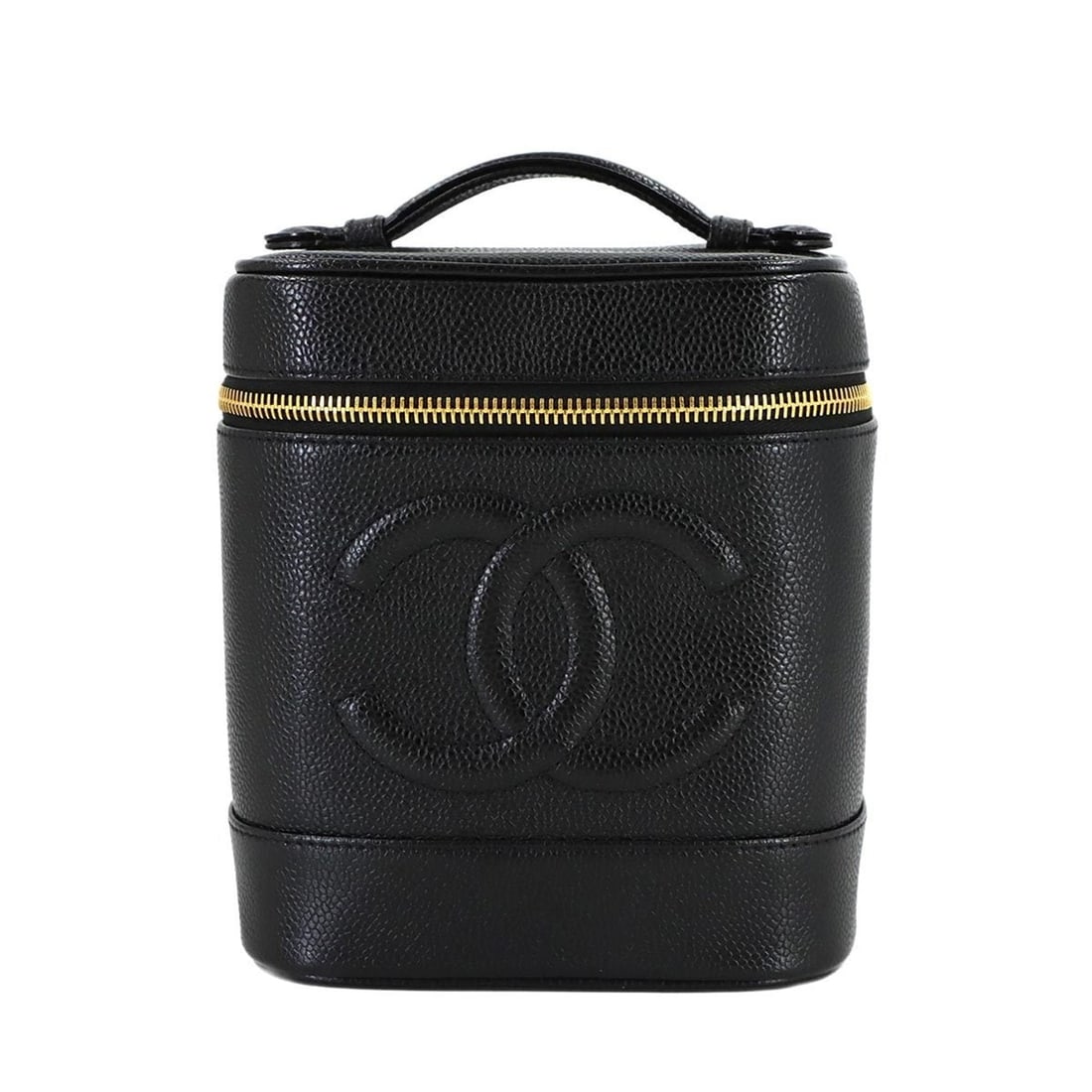 Chanel Vanity Handbag, Caviar Leather, Black, A01998, Coco Mark, Gold Hardware.: --- Catalog ---Category: SizeSize (HxWxD): 17cm x 15cm x 12.5cm / 6.69'' x 5.9'' x 4.92''Category: DesignType: Handbag, Vanity bagColor: BlackGender: WomenMaterial: Grained Calfskin Category: GeneralM