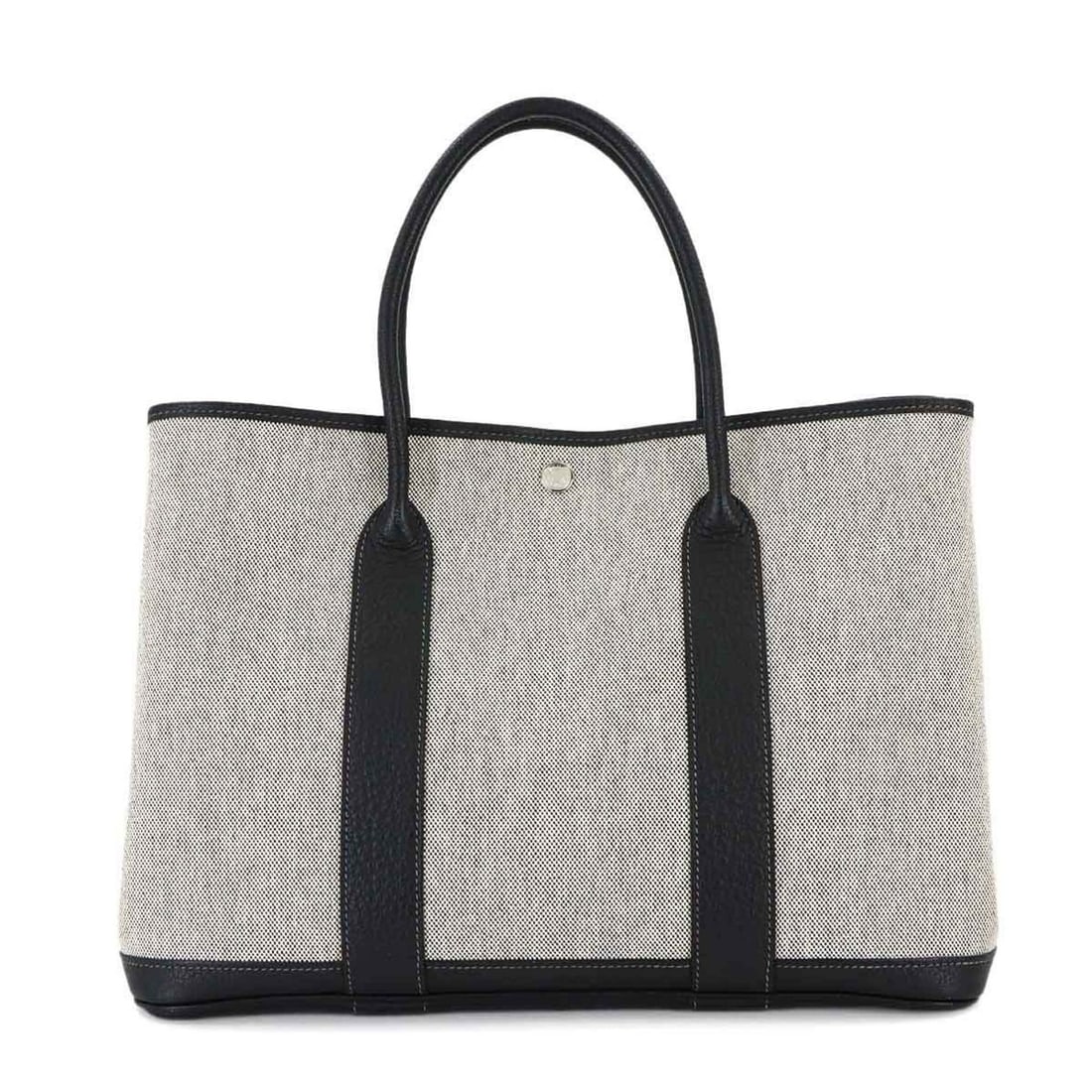 Hermes Garden 36 PM Tote Handbag, Toile H Negonda, Black/Gray, ?Q stamp, Party: --- Catalog ---Category: SizeSize (HxWxD): 26cm x 36cm x 18cm / 10.23'' x 14.17'' x 7.08''Category: DesignType: Handbag, Tote bagColor: Black, GrayGender: WomenMaterial: Toile H , Negonda leather Cate