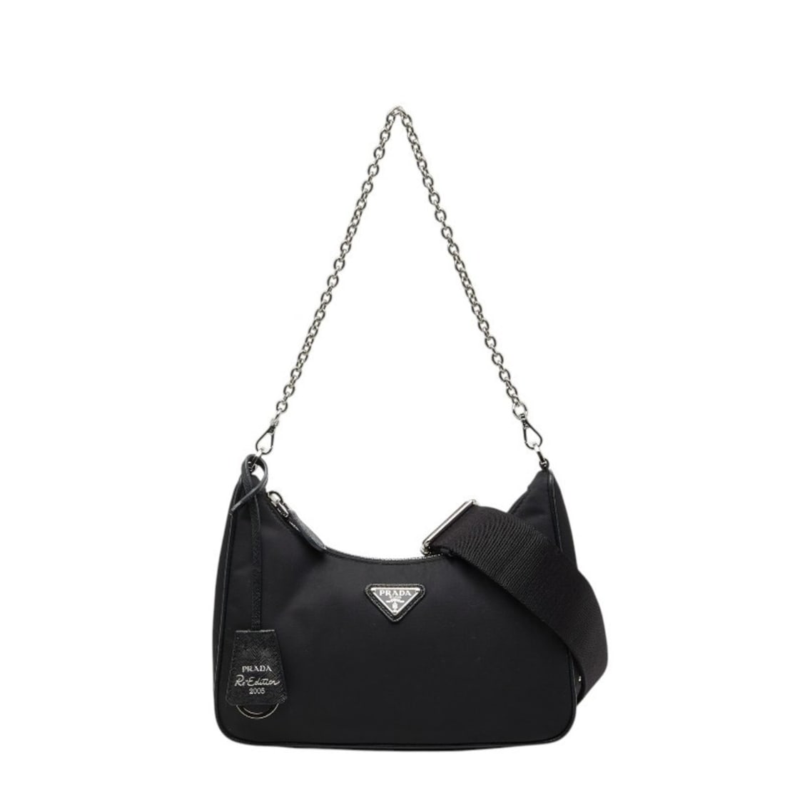 Prada Re-Edition 2005 Re-Nylon Shoulder Bag Chain Handbag 2WAY 1BH204 Black Nylon Saffiano Leather: --- Catalog ---Category: SizeSize (HxWxD): 16.5cm x 22cm x 6cm / 6.49'' x 8.66'' x 2.36''Category: DesignType: Handbag, Shoulder bagColor: BlackGender: WomenMaterial: Nylon , Leather Leather/Fur Type: