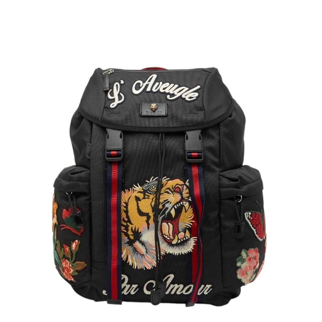 Gucci Embroidered Tiger Webb Brown Backpack 429037 Black Multicolor Nylon Women's GUCCI: --- Catalog ---Category: SizeSize (HxWxD): 51.5cm x 41cm x 17cm / 20.27'' x 16.14'' x 6.69''Category: DesignType: BackpackColor: Black, Multi-colorGender: WomenMaterial: Nylon Category: GeneralMPN: 42