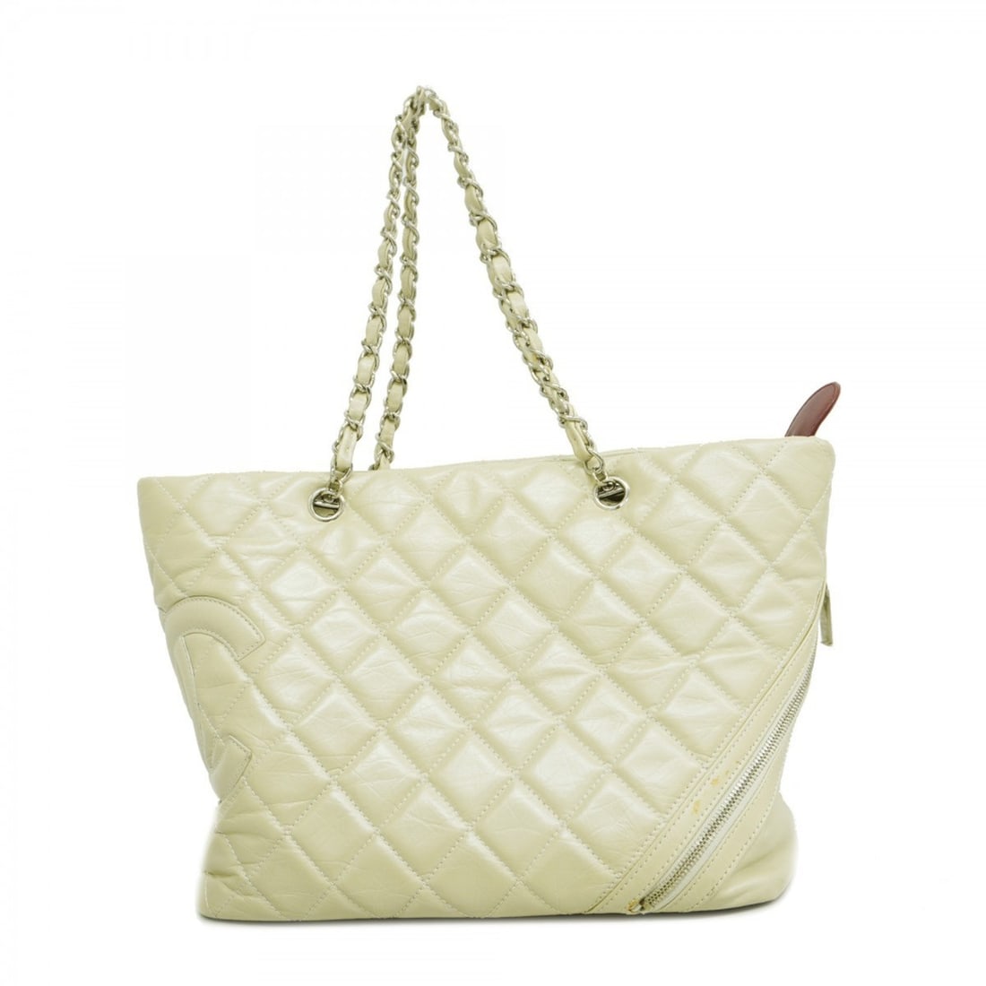 Chanel Tote Bag/Chain Cambon Leather Ivory Women's: --- Catalog ---Category: SizeSize (HxWxD): 24cm x 31.5cm x 16.5cm / 9.44'' x 12.4'' x 6.49''Category: DesignType: Tote bagColor: IvoryGender: WomenMaterial: Leather Hardware Color: SilverCategory: Gen