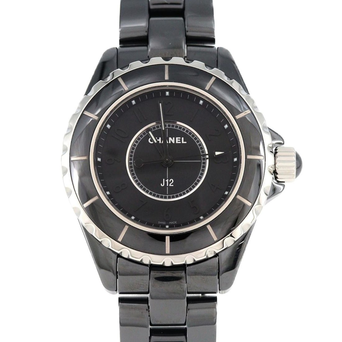 Chanel J12 Intense Black 33mm Ceramic H3828 Quartz Watch: --- Catalog ---Category: SizeWrist Size: 17cm / 6.69''Case Diameter: 33mm / 1.3''Category: DesignType: WristwatchGender: WomenColor (Dial): BlackMaterial (Band): CeramicMaterial (Case):