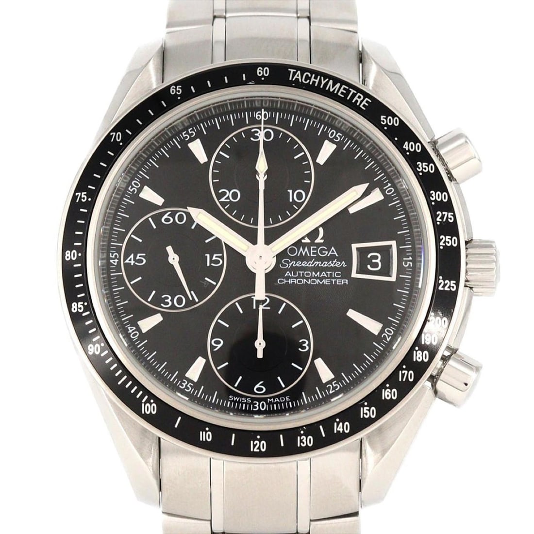 Omega Speedmaster Date 3210.50 Stainless Steel Automatic Watch: --- Catalog ---Category: SizeWrist Size: 19cm / 7.48''Case Diameter: 40mm / 1.57''Category: DesignType: WristwatchGender: MenColor (Dial): BlackMaterial (Band): Stainless steelMaterial (Case): Stainle