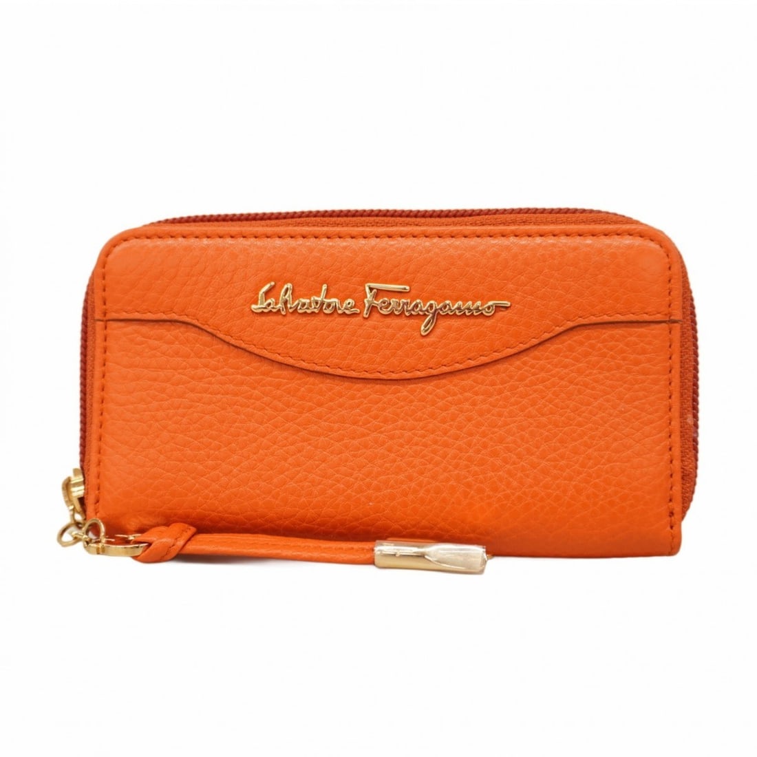 Salvatore Ferragamo Leather Coin Purse, Orange, Women's: --- Catalog ---Category: SizeSize (HxWxD): 7.5cm x 13.5cm x 1.5cm / 2.95'' x 5.31'' x 0.59''Category: DesignType: Coin purse/coin caseColor: OrangeGender: WomenMaterial: Leather Category: GeneralBrand