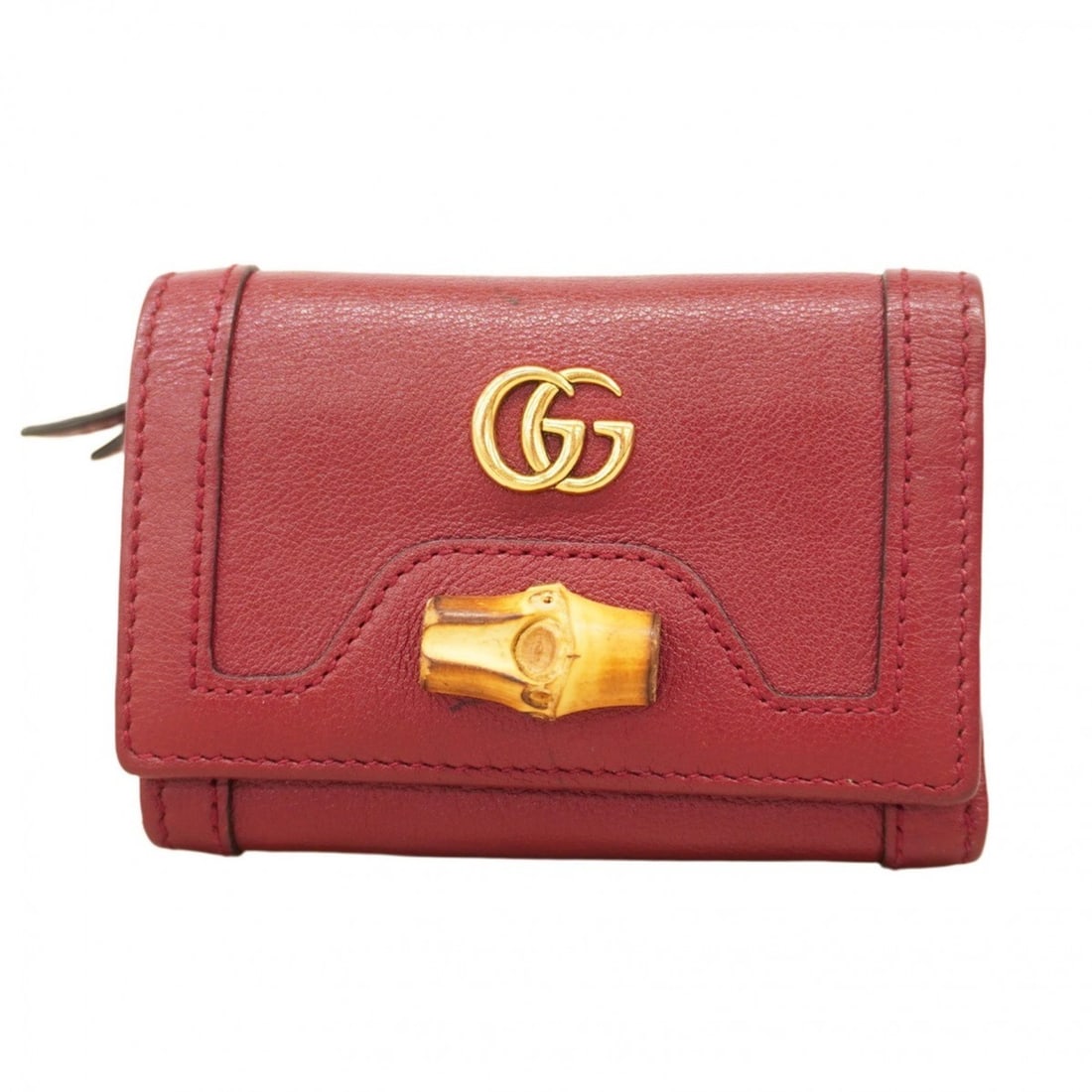 Gucci Tri-fold Wallet GG Marmont Bamboo 658633 Leather Red Women's: --- Catalog ---Category: SizeSize (HxWxD): 7.5cm x 10.5cm x 3.5cm / 2.95'' x 4.13'' x 1.37''Category: DesignType: Wallet (tri-fold)Color: Red colorGender: WomenMaterial: Leather Category: GeneralMPN: