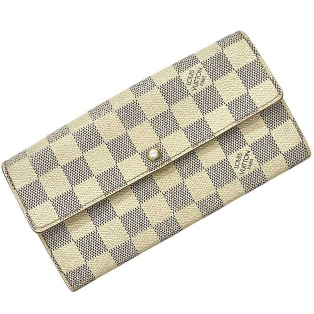 Louis Vuitton Bi-fold Long Wallet Portefeuille Sarah ec-25240 Beige Gray Damier Azur N61735 Canvas: --- Catalog ---Category: SizeSize (HxWxD): 10cm x 18.7cm x 3cm / 3.93'' x 7.36'' x 1.18''Category: DesignType: Long wallet (bi-fold)Color: Beige, Damier Azur, Gray, WhiteGender: Men,WomenMaterial: Dam