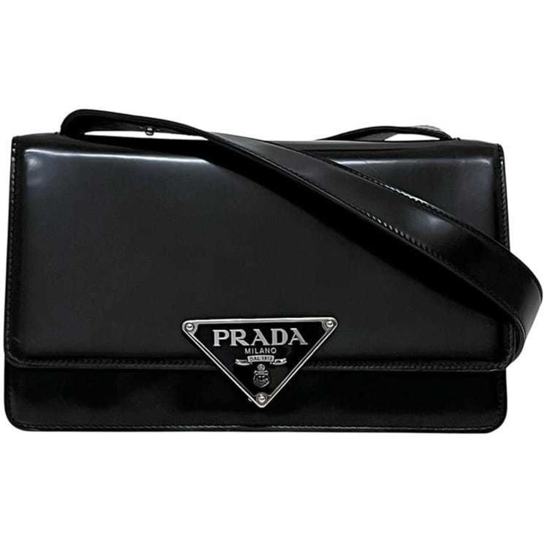 Prada 2-way bag f-25188 Black NERO SPAZZOLATO 1BD321 Leather 25 H PRADA Shoulder Crossbody Flap: --- Catalog ---Category: SizeSize (HxWxD): 14cm x 24cm x 7cm / 5.51'' x 9.44'' x 2.75''Category: DesignType: Shoulder bagColor: Black, NeroGender: WomenMaterial: Leather Category: GeneralMPN: 1BD321Br