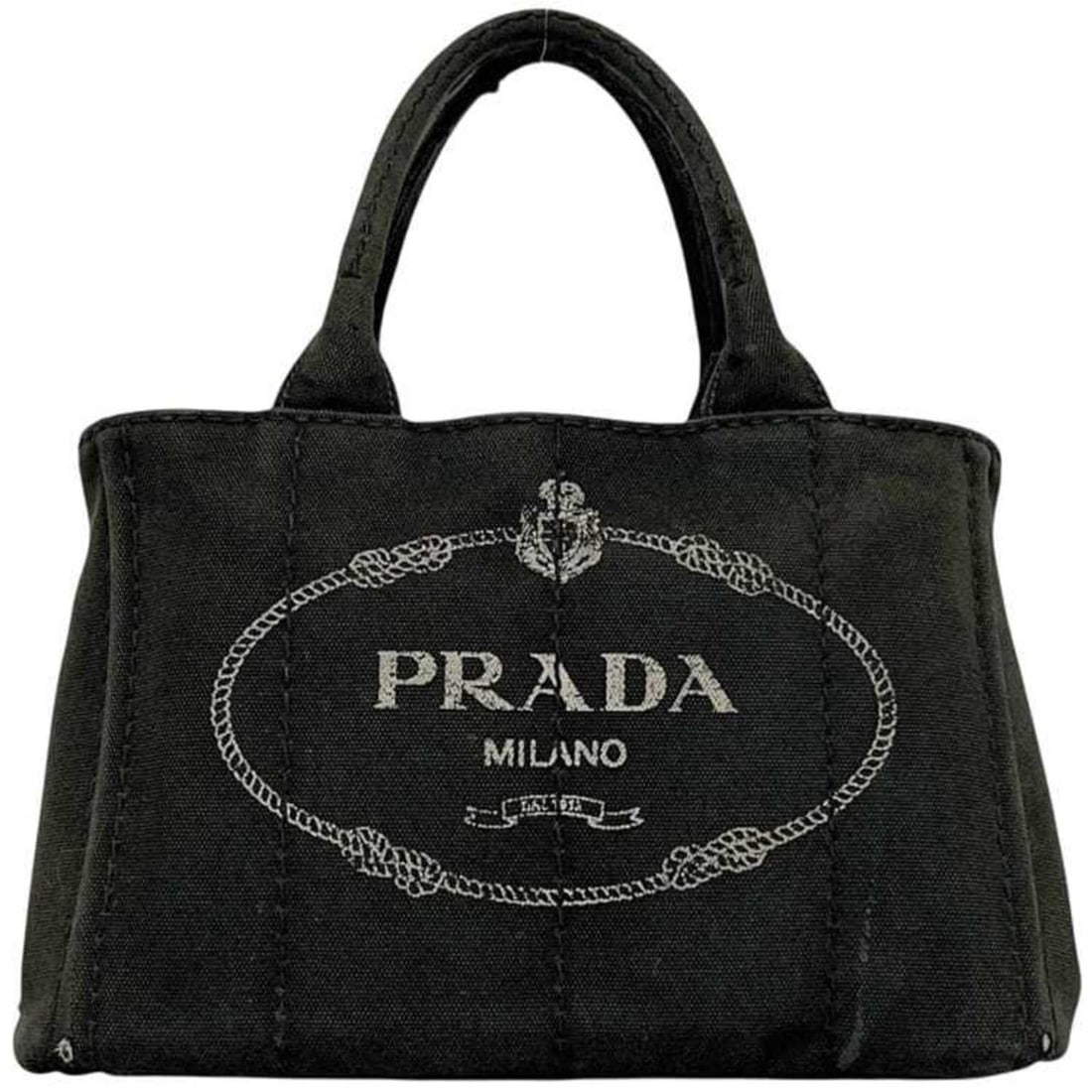 Prada Canapa Tote Bag ec-25214 Black 1BG439 Handbag Canvas 204 PRADA Self-standing Mini Women's (1 of 13)