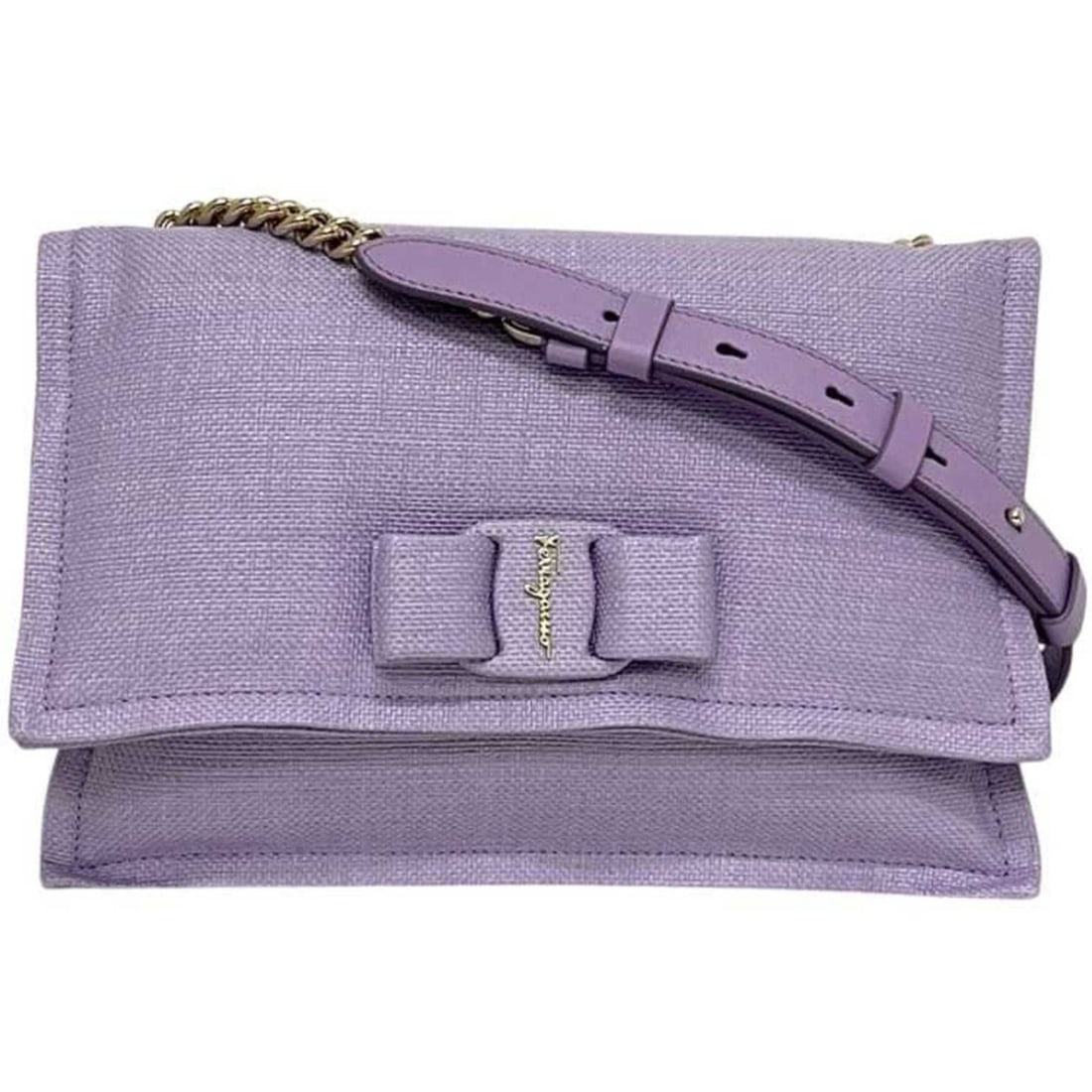 Salvatore Ferragamo Chain Shoulder Bag f-25193 Purple Vara Viva Bow GG-210363 Coated Canvas Ribbon: --- Catalog ---Category: SizeSize (HxWxD): 18cm x 26.5cm x 7cm / 7.08'' x 10.43'' x 2.75''Category: DesignType: Shoulder bagColor: PurpleGender: WomenMaterial: Coated canvas Category: GeneralBrand: Sa