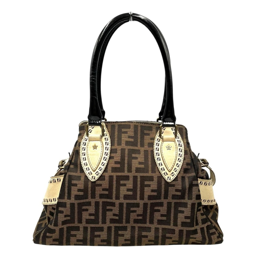 Fendi handbag, Etnico Zucca pattern, canvas, brown, women's. (1 of 10)