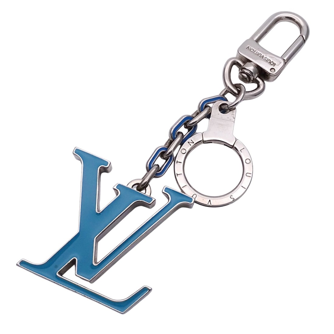 Louis Vuitton LOUIS VUITTON Keychain for Women and Men, Portefeuille Initials LV, Blue Silver DP1120: --- Catalog ---Category: SizeSize (HxWxD): 13.5cm x 4.5cm x 8.00mm / 5.31'' x 1.77'' x 0.31''Category: DesignType: KeyringColor: Blue, SilverGender: Men,WomenCategory: GeneralMPN: DP1120Brand: Louis V