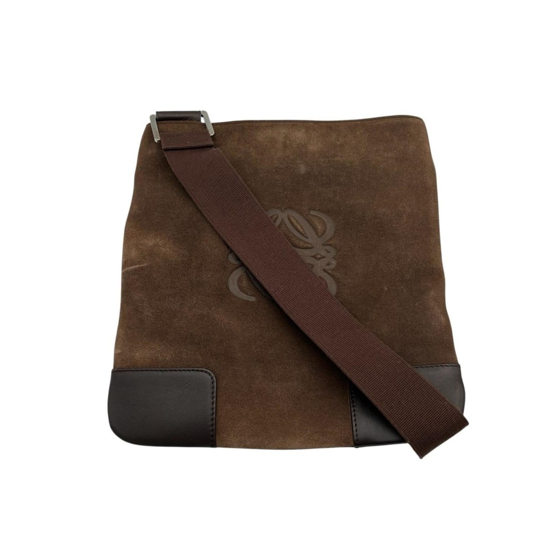 Loewe LOEWE Anagram Suede Shoulder Bag, Brown, Men's: --- Catalog ---Category: SizeSize (HxWxD): 27.3cm x 24.7cm / 10.74'' x 9.72''Category: DesignType: Shoulder bagColor: BrownGender: MenMaterial: Suede Category: GeneralBrand: Loewe--- Item List ---Sect