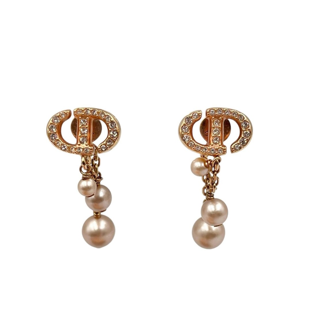 Christian Dior earrings, CD NAVY, metal/resin pearl, for women. (1 of 10)