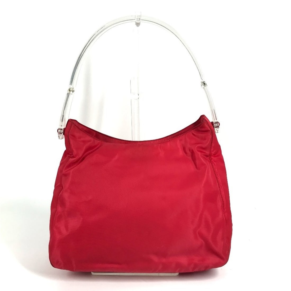 PRADA Triangle Logo Plate Plastic Handle Bag Handbag Shoulder Nylon Men's Women's Red: --- Catalog ---Category: SizeSize (HxWxD): 22.5cm x 25.5cm x 11cm / 8.85'' x 10.03'' x 4.33''Category: DesignType: Handbag, Shoulder bagColor: Red colorGender: Men,WomenMaterial: Nylon Category: Gener