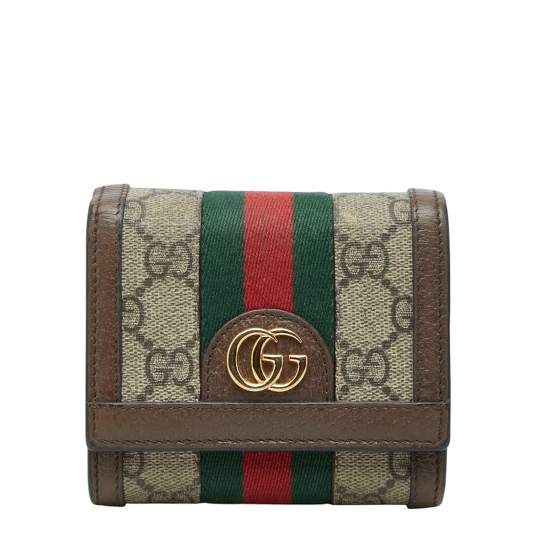 Gucci GG Supreme Sherry Line Ophidia Bi-fold Wallet Compact 598662 Brown Leather Women's GUCCI (1 of 11)