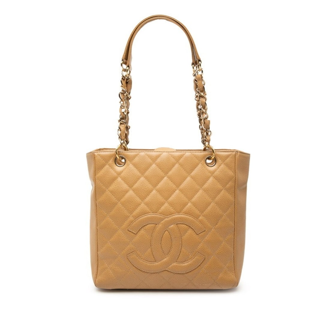 Chanel Matelassé Coco Mark PST Tote Shoulder Bag A50994 Beige Gold Hardware Caviar Leather Women's (1 of 18)