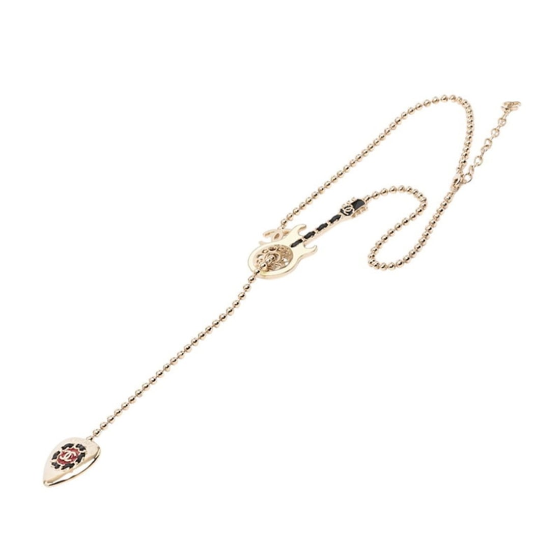 Chanel Guitar Motif Coco Mark Necklace, Gold Ivory Plated, Women's CHANEL: --- Catalog ---Category: SizeNeck Circumference: 54 cm / 21.25''Category: DesignColor: Gold, IvoryGender: WomenMaterial: Gold platingColor Grade: LNecklace Type: NecklaceCategory: GeneralBrand: Chanel