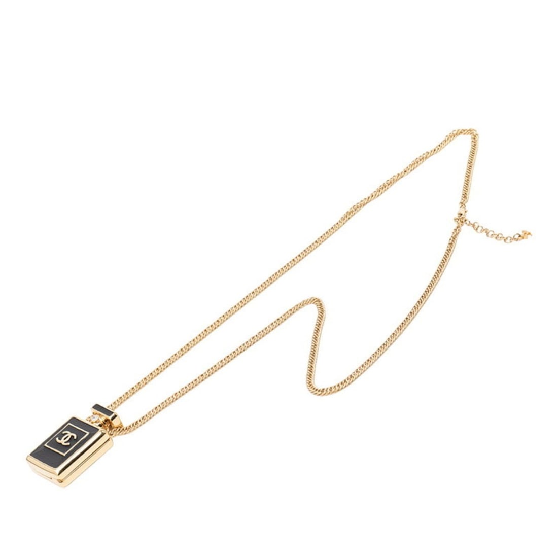 Chanel Coco Mark Perfume Bottle Motif Necklace, Gold and Black Plated, Women's.: --- Catalog ---Category: SizePendant Size: 52.9mm x 32.8mm / 2.08'' x 1.29''Neck Circumference: 83 cm / 32.67''Category: DesignColor: Black, GoldGender: WomenMaterial: Gold platingNecklace Type: Neckl
