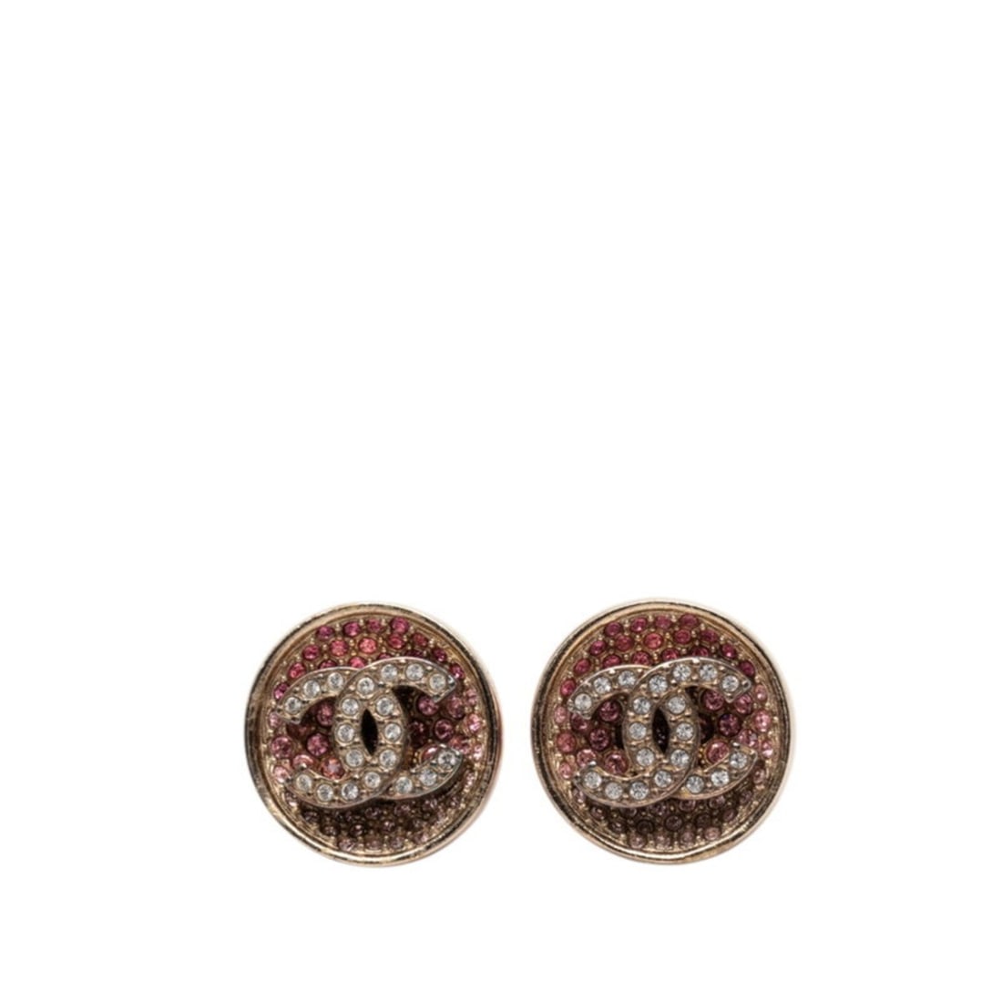 Chanel Coco Mark Earrings, Gold and Pink Plated Rhinestones, Women's CHANEL (1 of 15)