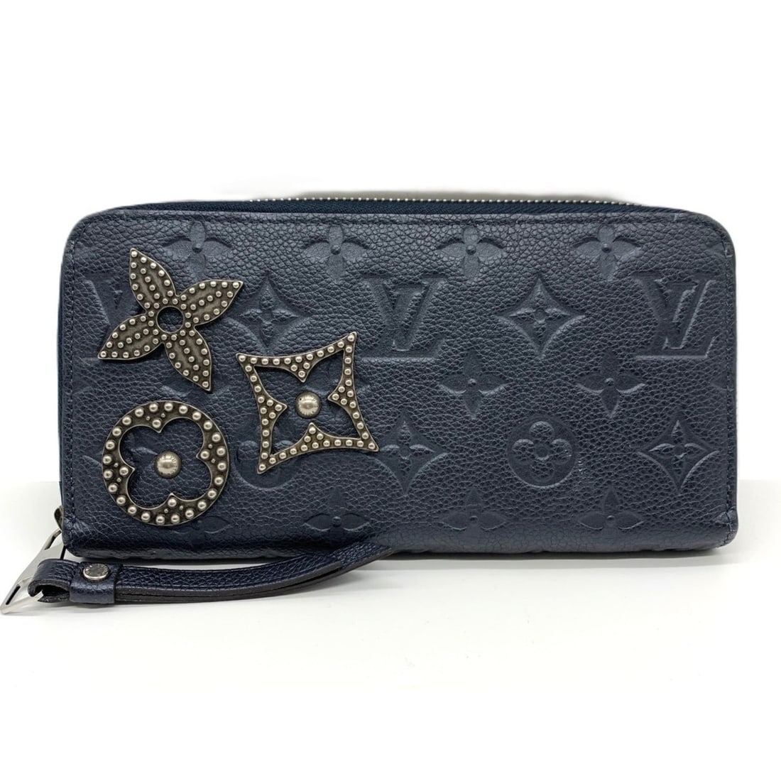 Louis Vuitton Zippy Wallet, Flower Studs, Marine Metal, Monogram, Empreinte Leather, Round, Black,: --- Catalog ---Category: SizeSize (HxWxD): 10cm x 19.5cm x 2cm / 3.93'' x 7.67'' x 0.78''Category: DesignType: Long wallet (bi-fold)Color: BlackGender: WomenClosure: ZipperMaterial: Monogram Empreinte