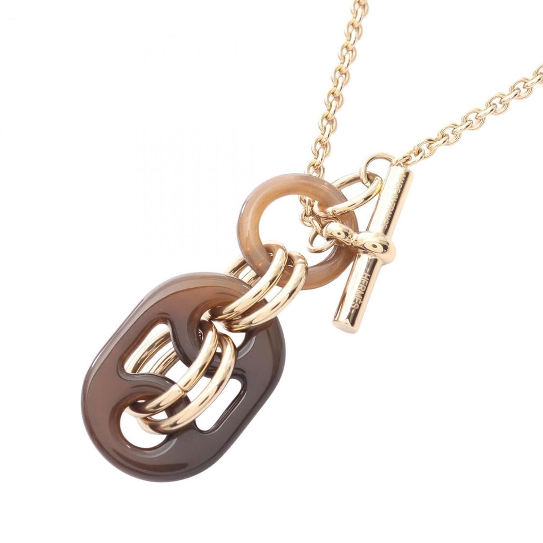 Hermes Eurydice PM Necklace, Gold Plated, Buffalo Horn, Women's, Gray/Gold Tone: --- Catalog ---Category: SizePendant Size: 45mm x 20mm / 1.77'' x 0.78''Neck Circumference: 62 cm / 24.4''Category: DesignColor: Gold, GrayGender: WomenMaterial: Buffalo horn, Gold platingNecklace Typ