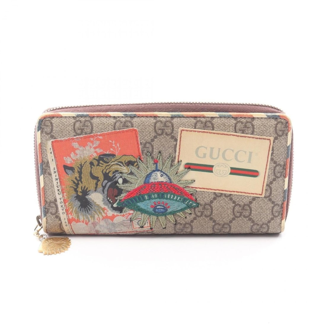 Gucci Courier GG Supreme Round Long Wallet, Men's/Women's, Beige/Multicolor, 473909 (1 of 15)