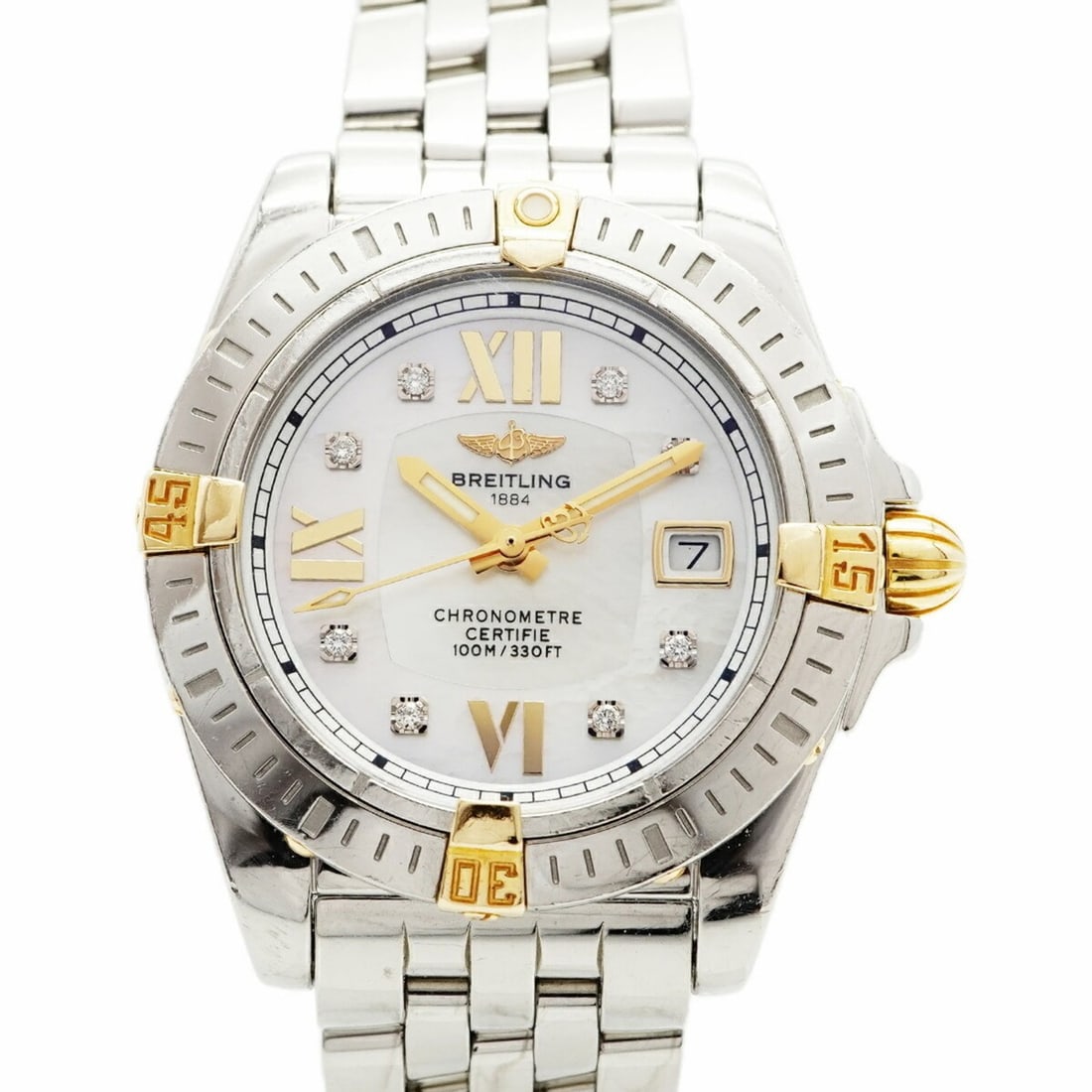 Breitling Cockpit B71356 White Dial Women's Watch: --- Catalog ---Category: SizeWrist Size: 15.5cm / 6.1''Case Diameter: 31mm / 1.22''Category: DesignType: WristwatchGender: WomenGemstone: White shellColor (Dial): White shellMaterial (Band): Stainless